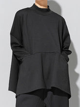 Women Loose High Neck Solid Color Base Shirt